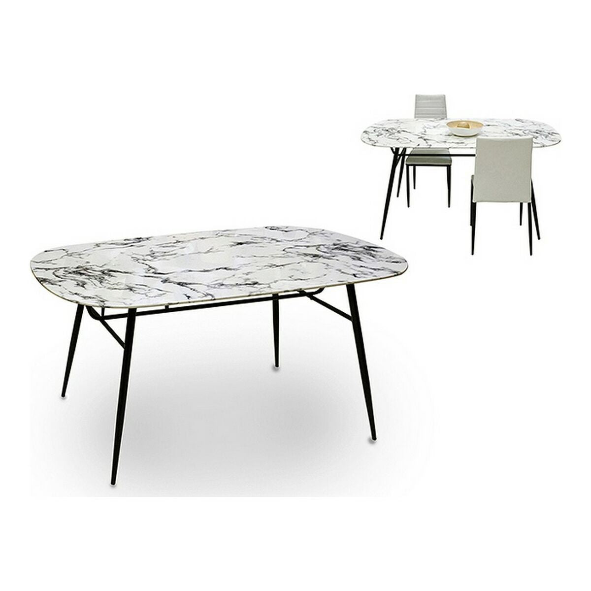 Side table Gift Decor White Black 90 x 76,5 x 160 cm Tempered Glass