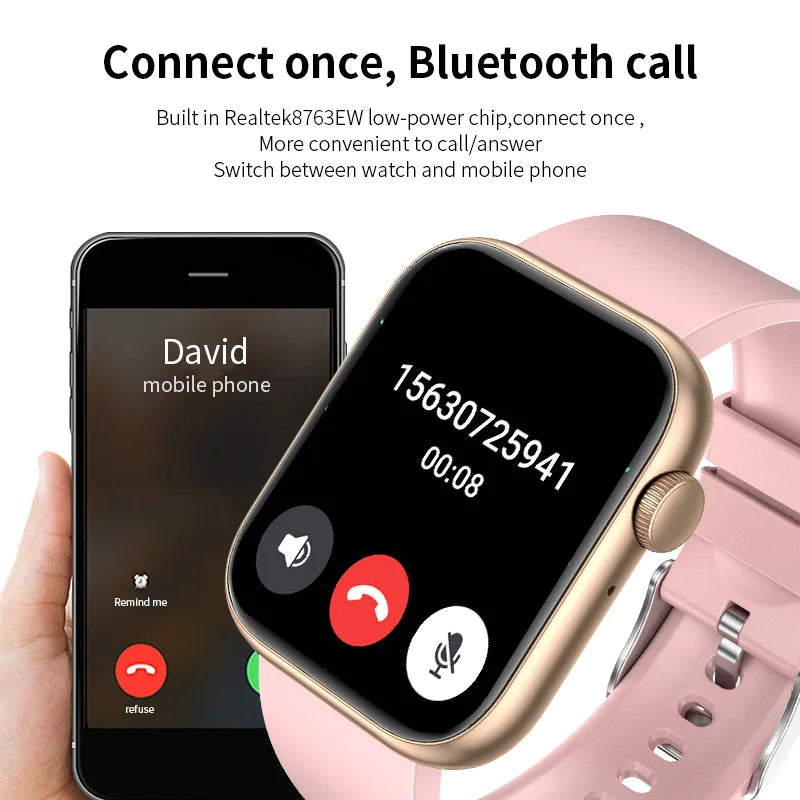 New Smart Watch For Men Full Touch Screen Bluetooth Call Waterproof Watches Sport Fitness Tracker Smartwatches Lady Reloj Mujer