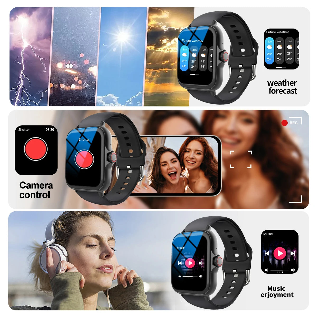 Smart watch, wireless calling /dial, Various APP Reminders,Suitable for men and women, sports watches,for iPhone/Andriod