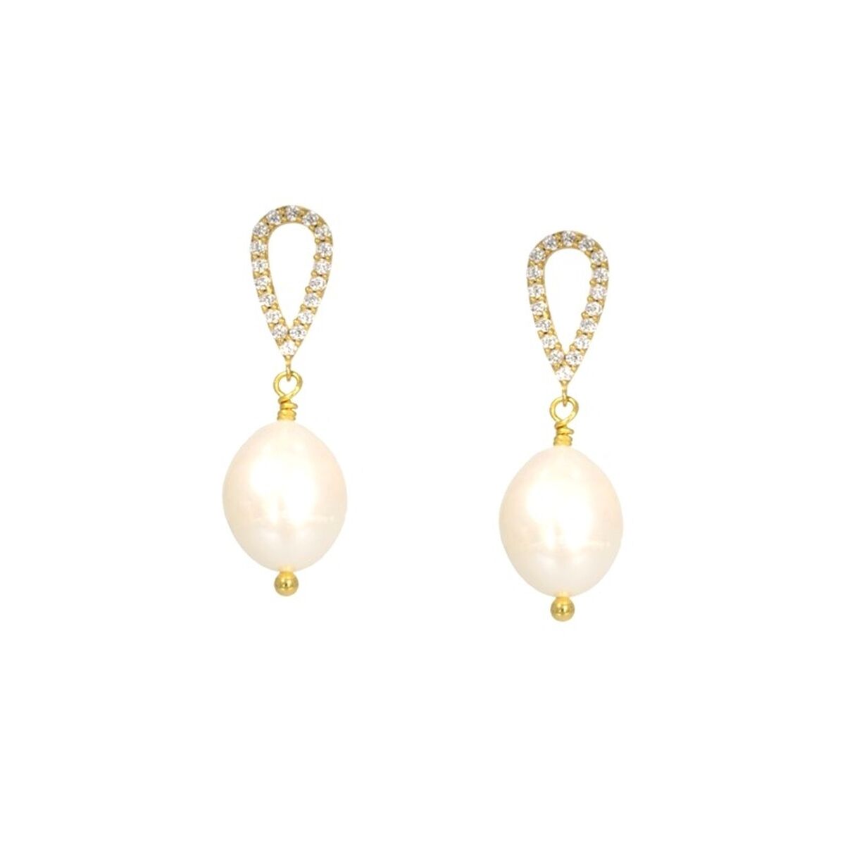Ladies' Earrings New Bling 9NB-PRL9C Golden