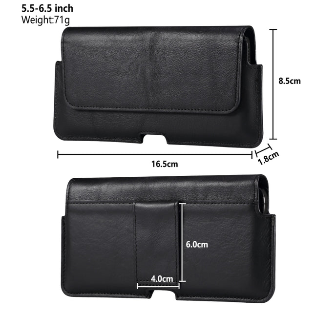 Universal Cow Leather Mobile Phone Leather Case Waist Bag For 5.5-6.5 inch and Below Phones