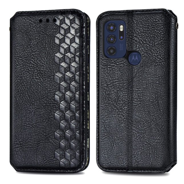 Cubic Grid Pressed Horizontal Flip Magnetic Leather Phone Case with Holder & Card Slots & Wallet