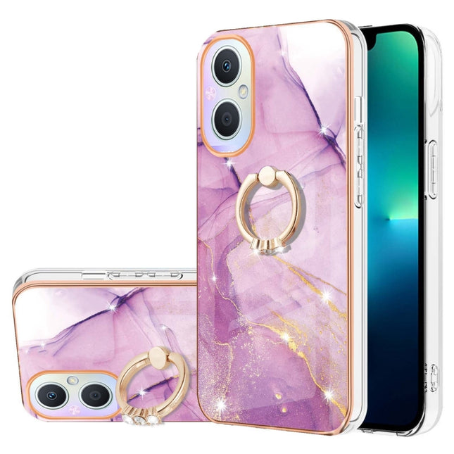 Electroplating Marble Pattern IMD TPU Phone Case with Ring Holder