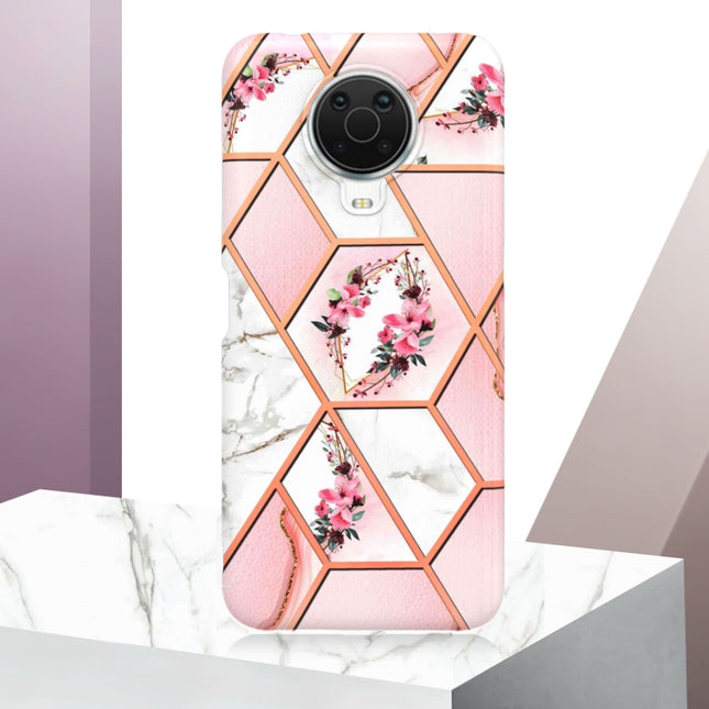 Electroplating Splicing Marble Flower Pattern TPU Shockproof Phone Case