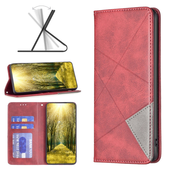 Rhombus Texture Magnetic Leather Phone Case