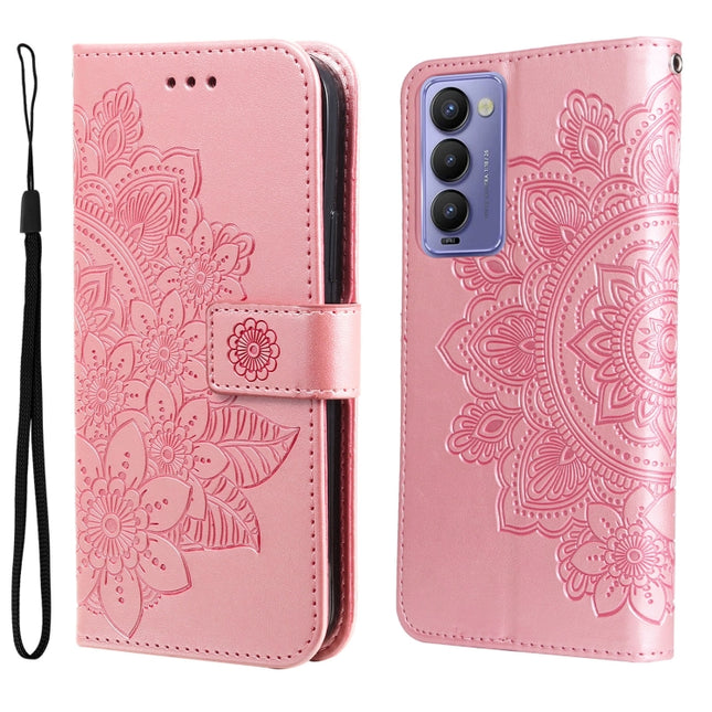 7-petal Flowers Embossed Flip Leather Phone Case