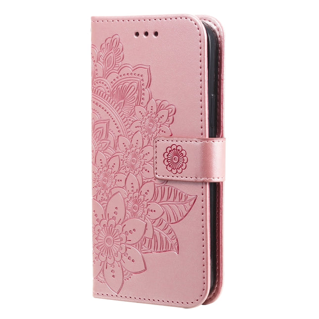7-petal Flowers Embossed Flip Leather Phone Case