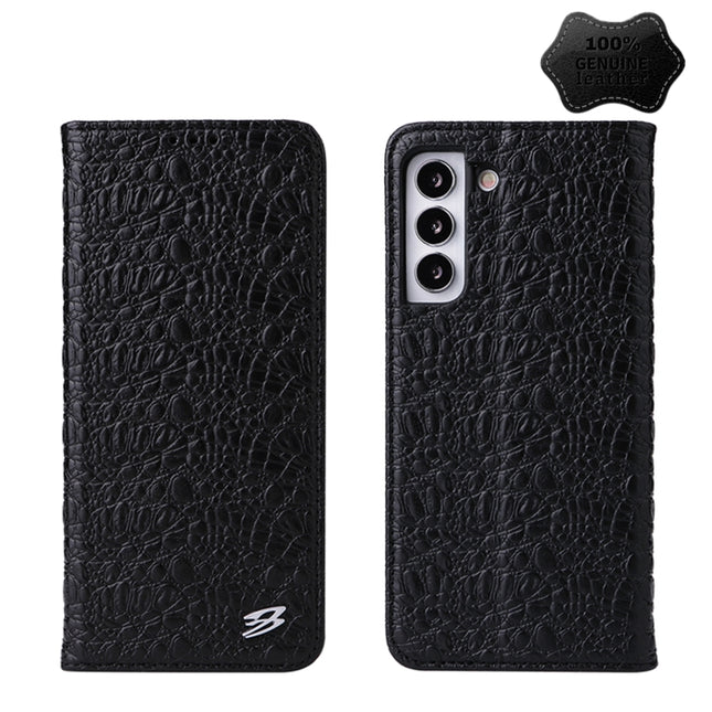 Fierre Shann Crocodile Texture Magnetic Genuine Leather Phone Case