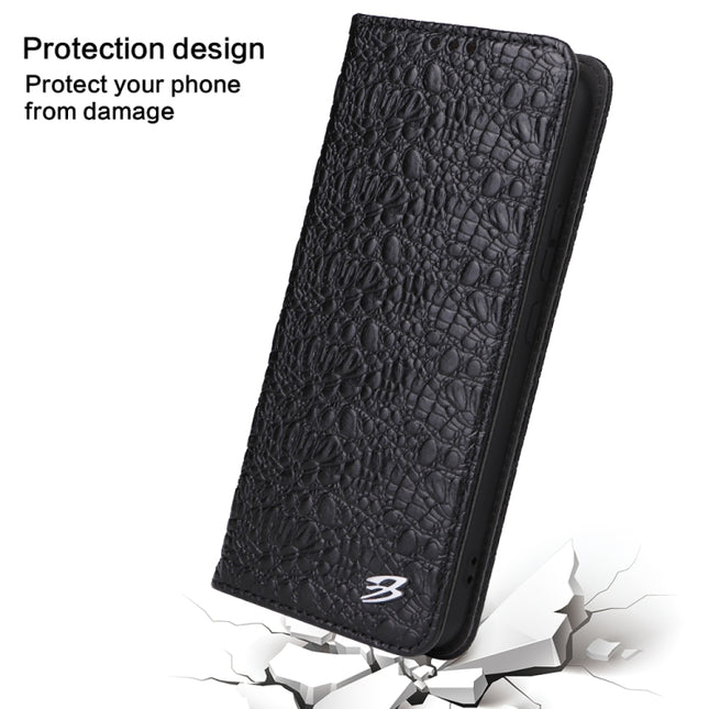 Fierre Shann Crocodile Texture Magnetic Genuine Leather Phone Case