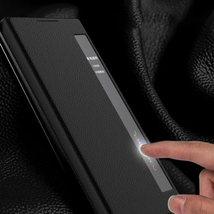 Leather Texture Horizontal Flip Phone Case with Smart Touch Call Display ID