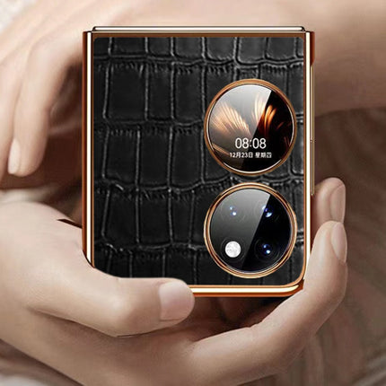 Genuine Leather Crocodile Texture Folding Phone Case