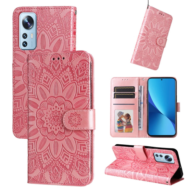 Embossed Sunflower Leather Phone Case, For Xiaomi 12 Lite, For Xiaomi 12 Pro, For Xiaomi 12 / 12X, For Xiaomi Poco M3 / Redmi 9T / Redmi 9 Power, For Xiaomi Poco X3 NFC