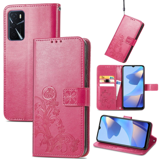Four-leaf Clasp Embossed Buckle Leather Phone Case