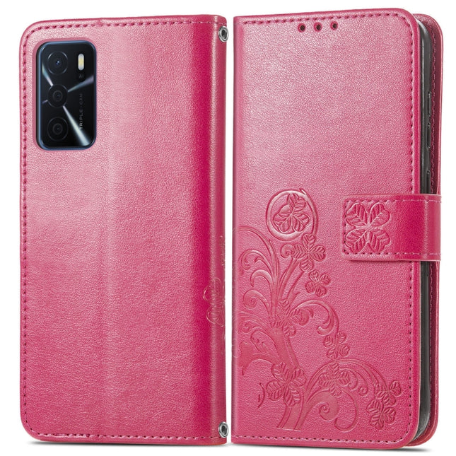 Four-leaf Clasp Embossed Buckle Leather Phone Case