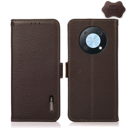 KHAZNEH Litchi Texture RFID Genuine Leather Phone Case