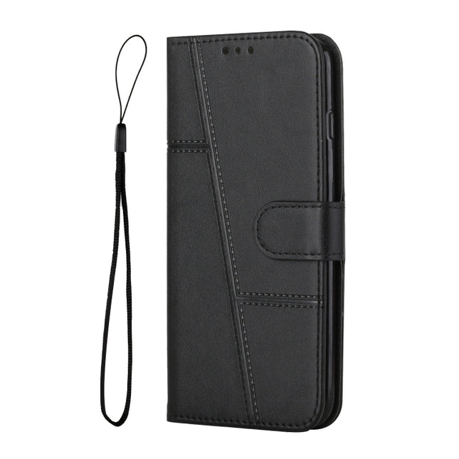 Stitching Calf Texture Buckle Leather Phone Case