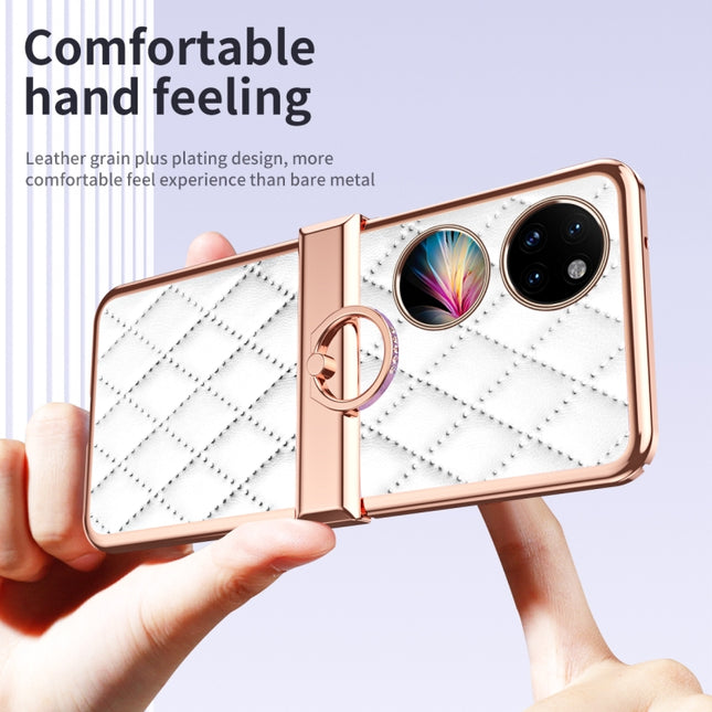Grid Leather Pattern Electroplating Frame Folding Phone Case