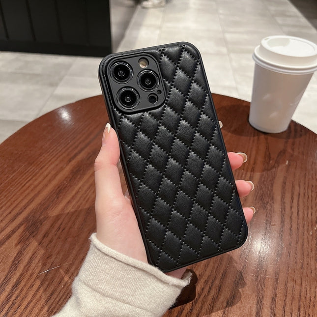 Rhombic Texture Lambskin Phone Case