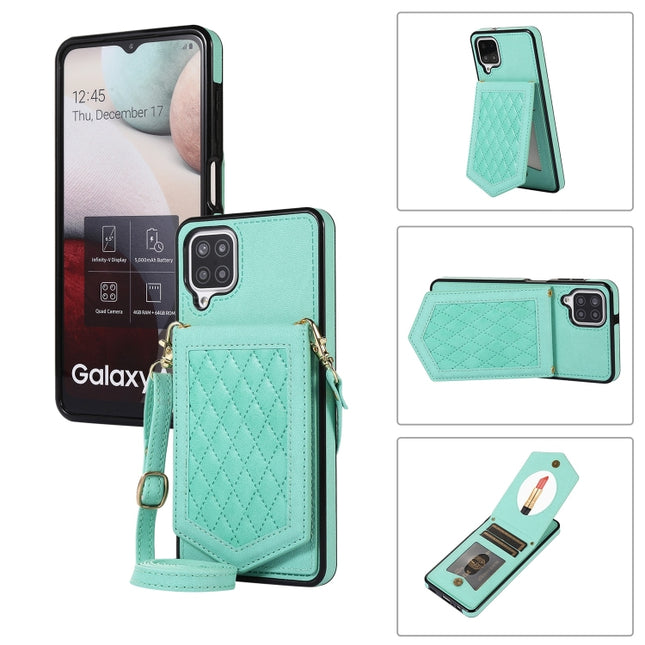 Rhombic Texture RFID Phone Case with Lanyard & Mirror