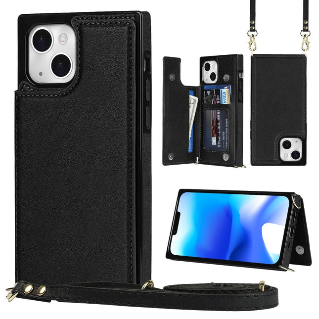 Cross-body Square Dual-Buckle Card Flip Wallet Phone Case