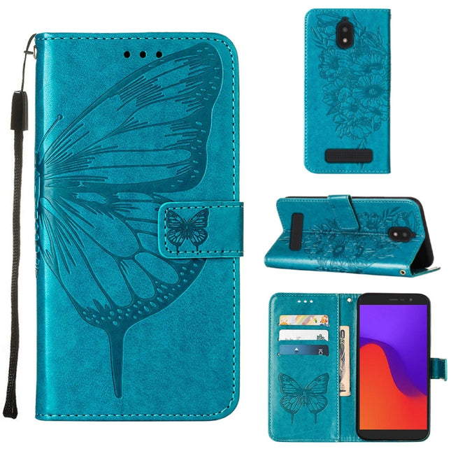 Embossed Butterfly Flip Leather Phone Case