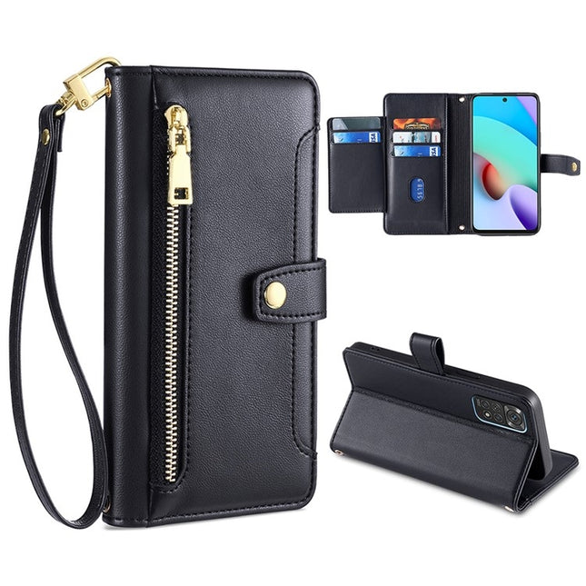 Sheep Texture Cross-body Zipper Wallet Leather Phone Case