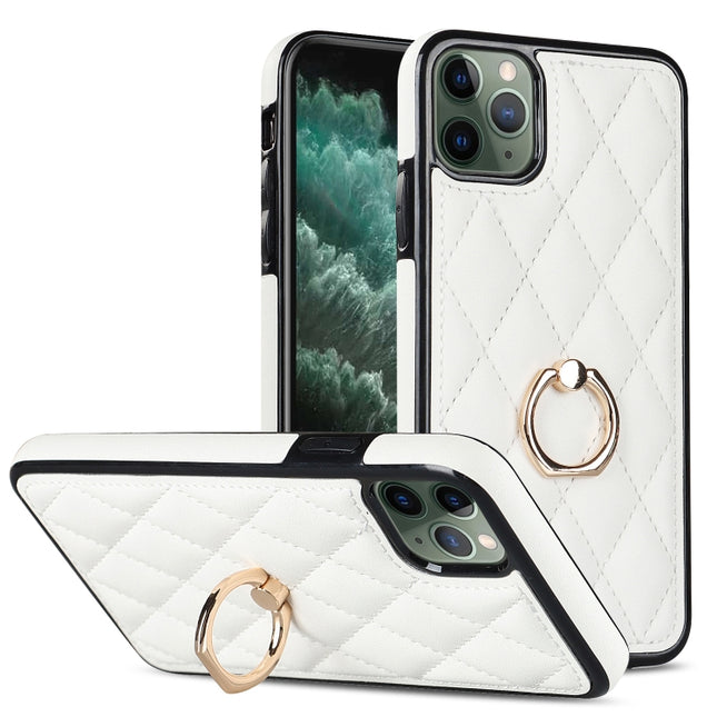 Rhombic PU Leather Phone Case with Ring Holder