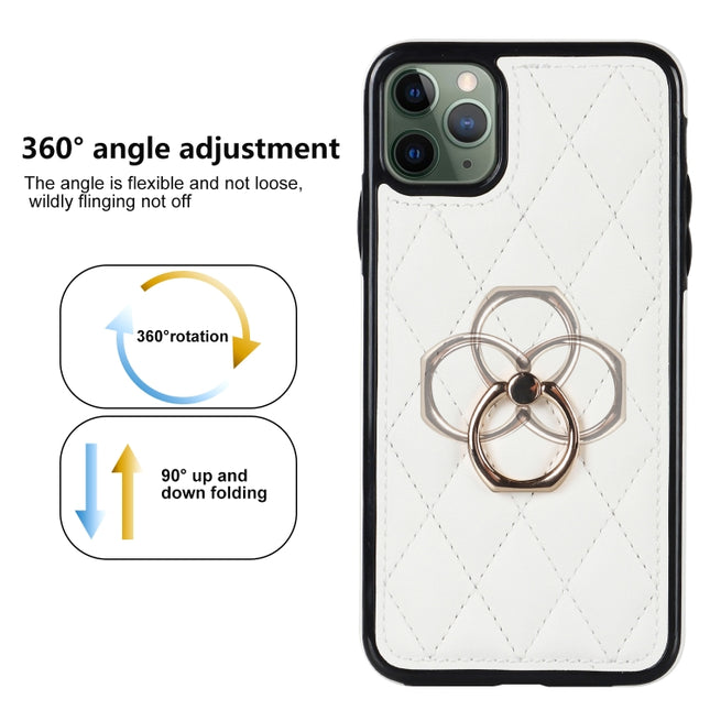 Rhombic PU Leather Phone Case with Ring Holder