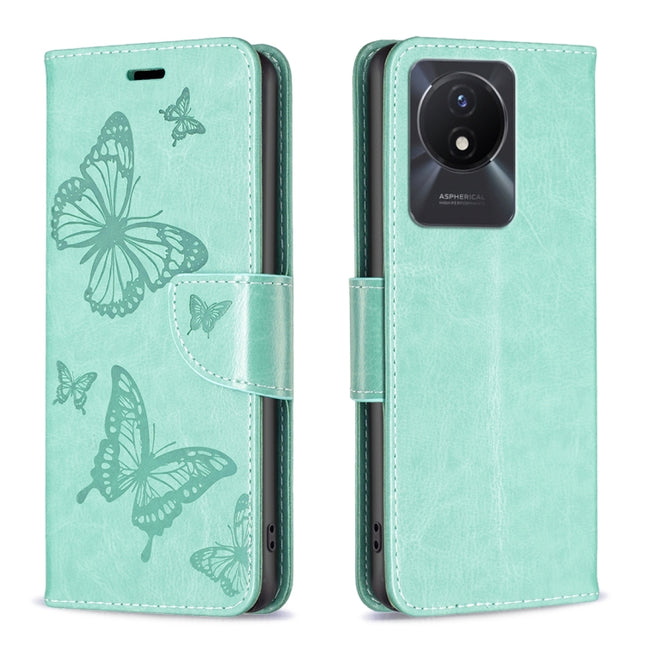 Embossing Two Butterflies Pattern Leather Phone Case