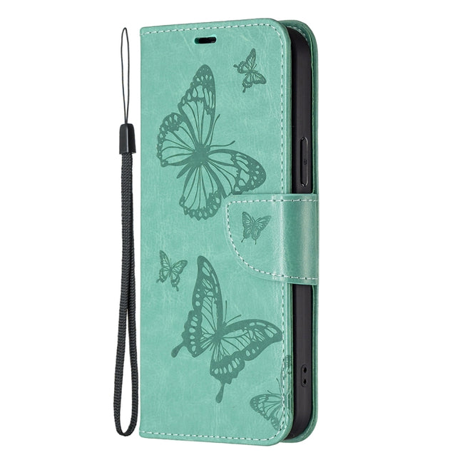 Embossing Two Butterflies Pattern Leather Phone Case