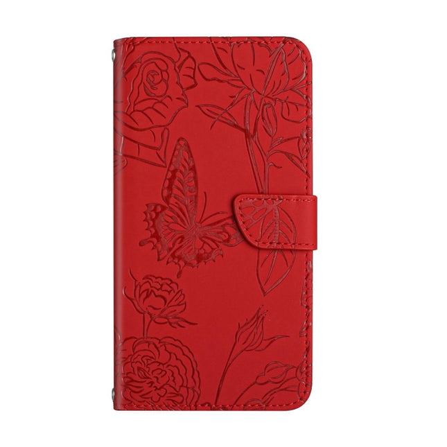 HT03 Skin Feel Butterfly Embossed Flip Leather Phone Case
