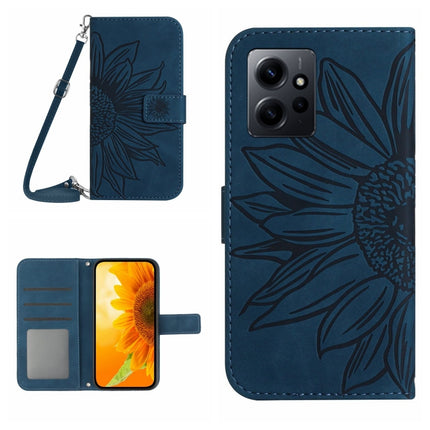Skin Feel Sun Flower Embossed Flip Leather Phone Case with Lanyard
