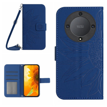 Skin Feel Sun Flower Embossed Flip Leather Phone Case with Lanyard