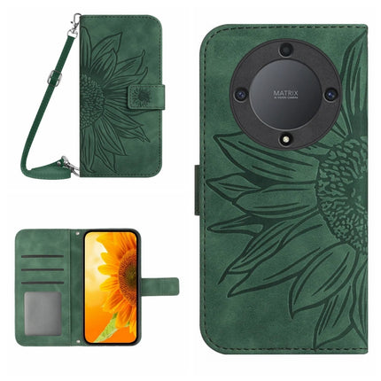 Skin Feel Sun Flower Embossed Flip Leather Phone Case with Lanyard