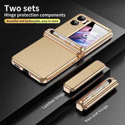 Litchi Texture Leather Hinged Electroplated Phone Case with Pen