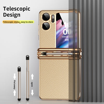 Litchi Texture Leather Hinged Electroplated Phone Case with Pen