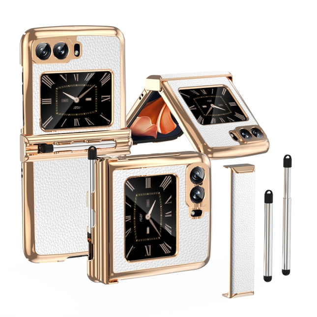Foldable Electroplated Plain Leather Phone Case with Stylus