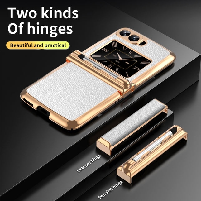Foldable Electroplated Plain Leather Phone Case with Stylus