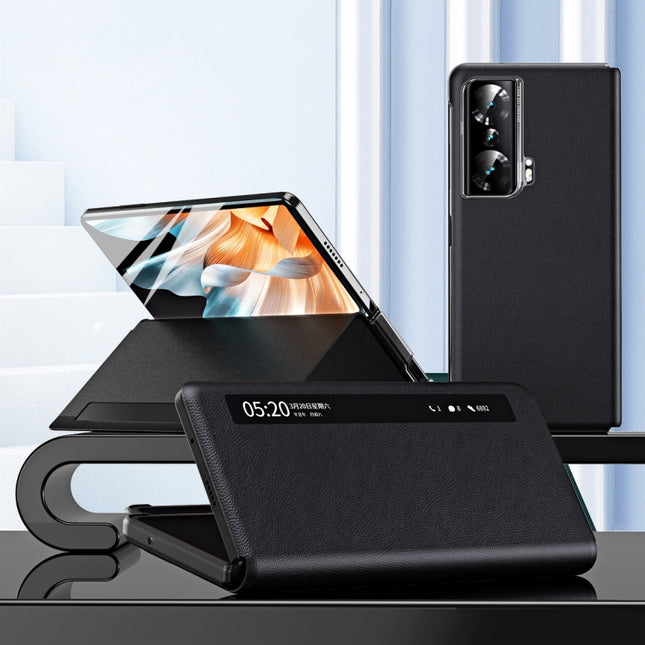 Side Window View Smart Lychee Texture Leather Phone Case