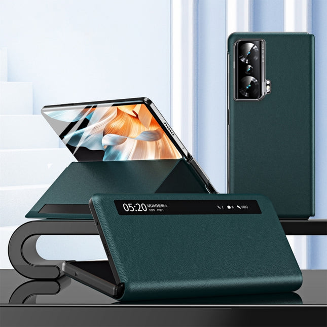 Side Window View Smart Lychee Texture Leather Phone Case