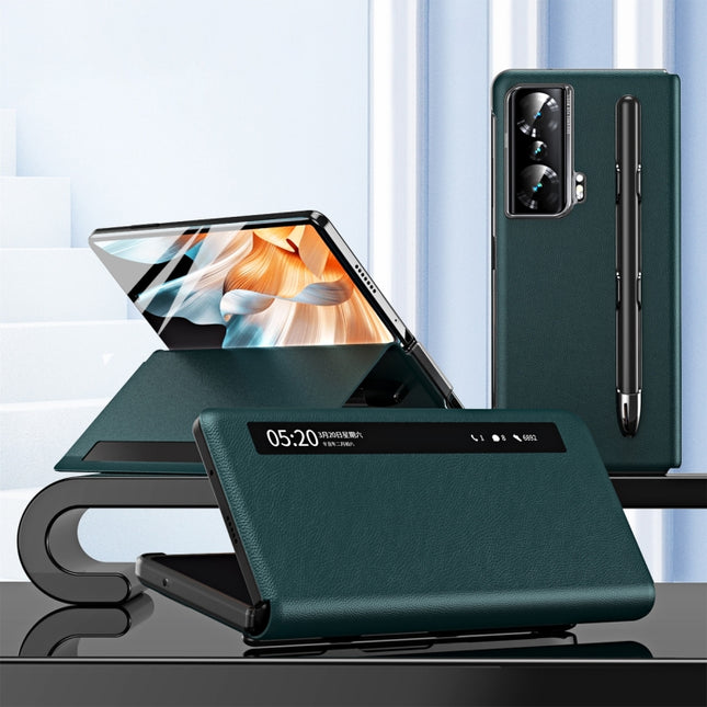 Side Window View Smart Lychee Texture Leather Phone Case with Pen Slot