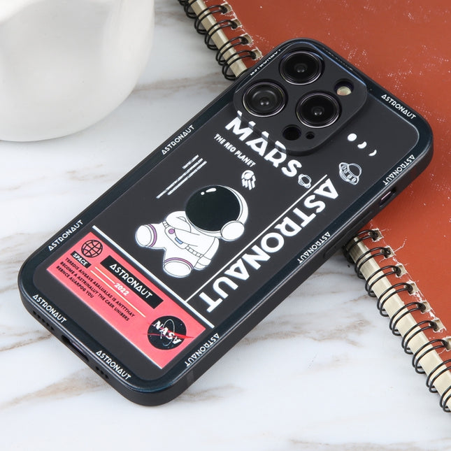 Astronaut Pattern Silicone Straight Edge Phone Case