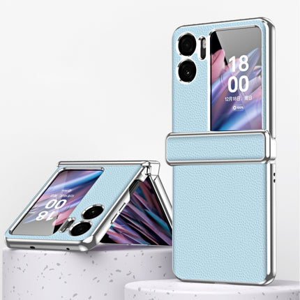 Litchi Pattern Electroplating Frame Magnetic Phone Case with Protective Film