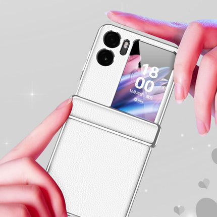 Litchi Pattern Electroplating Frame Magnetic Phone Case with Protective Film