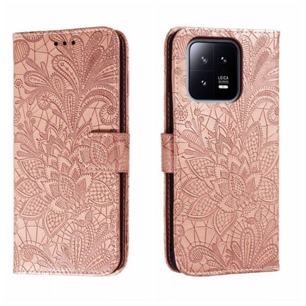 Lace Flower Embossing Flip Leather Phone Case