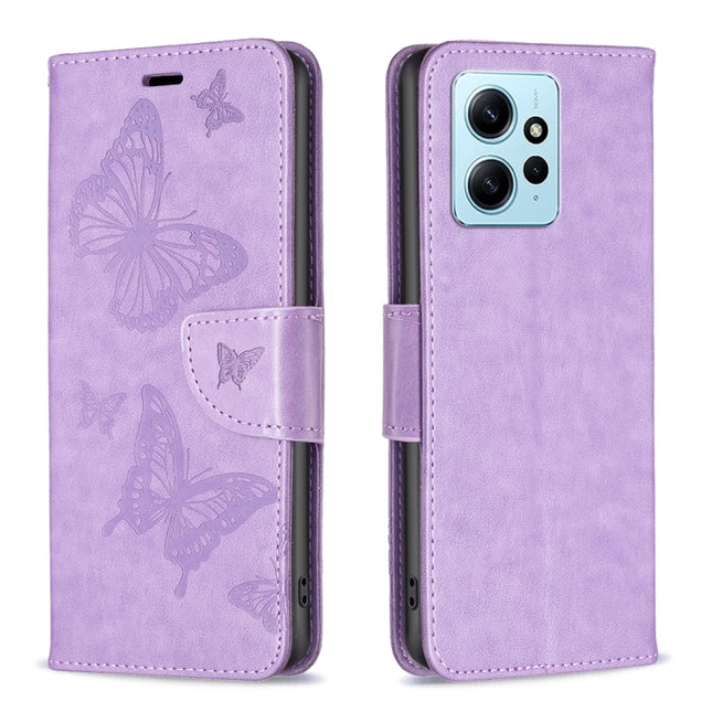 Two Butterflies Embossing Leather Phone Case