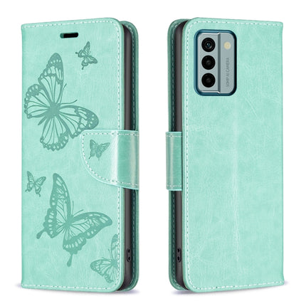 Two Butterflies Embossing Leather Phone Case