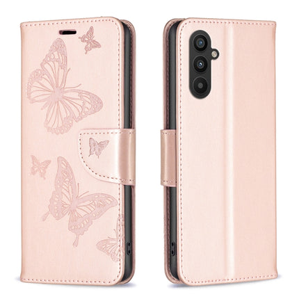 Two Butterflies Embossing Leather Phone Case
