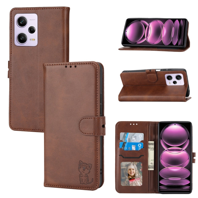 Embossed Happy Cat Pattern Flip Leather Phone Case, For Xiaomi Redmi Note 12 5G Global, For Xiaomi Redmi Note 12 Pro 5G Global, For Xiaomi Redmi Note 12 Pro+ 5G Global, For Xiaomi 12T/12T Pro/Redmi K50 Ultra, For Xiaomi 13, For Xiaomi 13 Pro, For OPPO ...