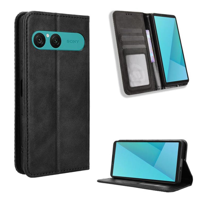 Magnetic Buckle Retro Texture Leather Phone Case, For Sony Xperia 10 VII, For Sony Xperia 1 VII, For Sony Xperia 10 VI 2024, For Sony Xperia 1 VI 2024, For Sony Xperia 5 V 2023, For Sony Xperia 1 V, For Sony Xperia 10 V